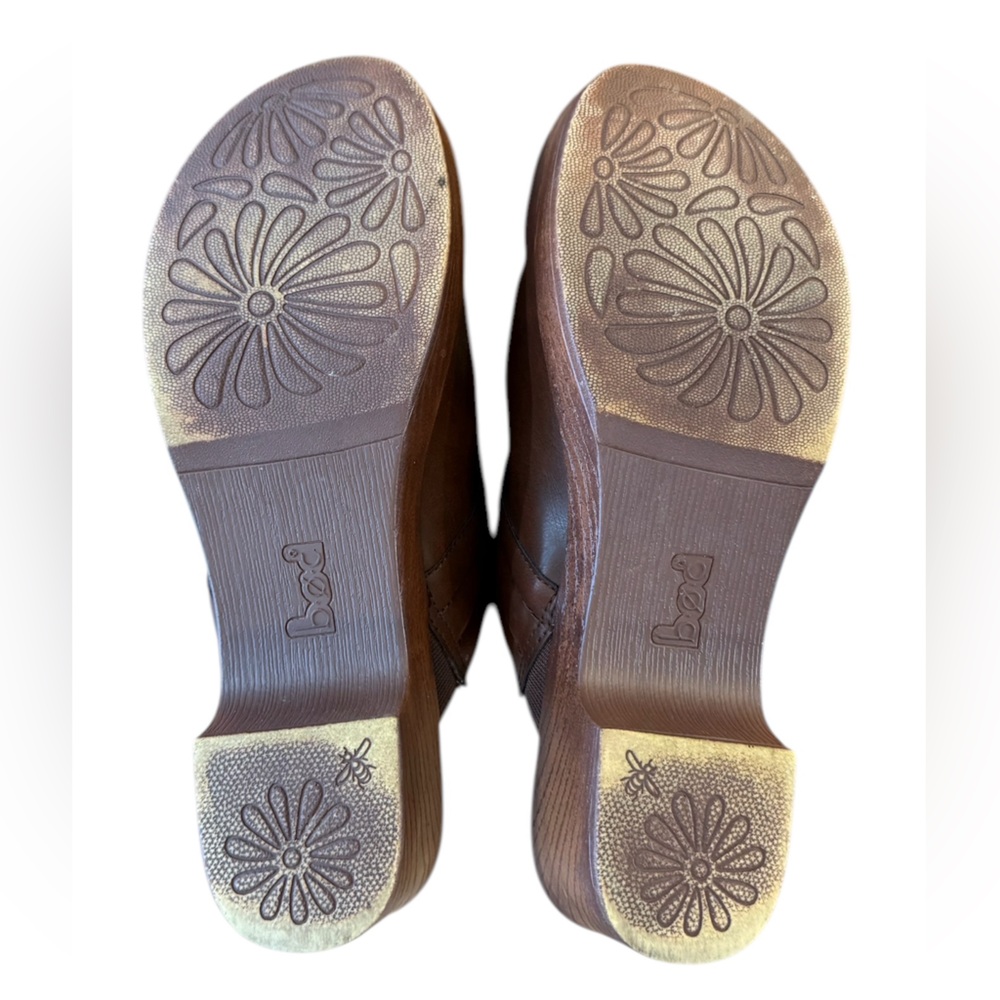 b.o.c. Brown Leather Mules with Wooden Heel Women’s Size 11 M - Picture 7 of 8